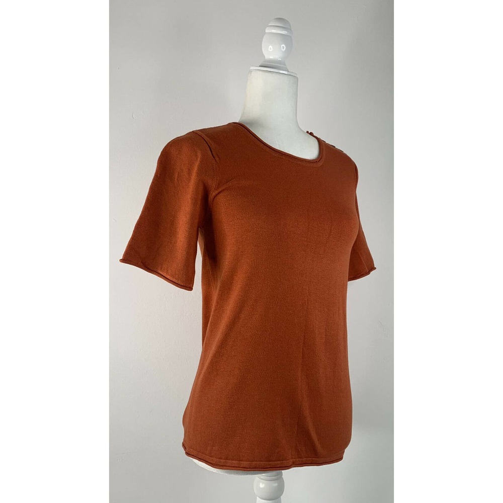 NWOT EMBERLEY Rust Orange Half Sleeve Knot Top S